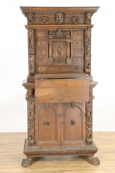 Image for Lot Baroque Style 2Part Secretary on Cabinet