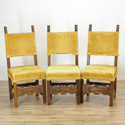 Set of 10 Spanish Baroque Style Dining Chairs