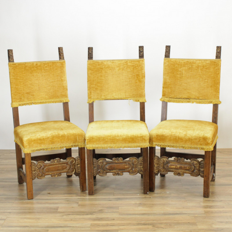 Set of 10 Spanish Baroque Style Dining Chairs