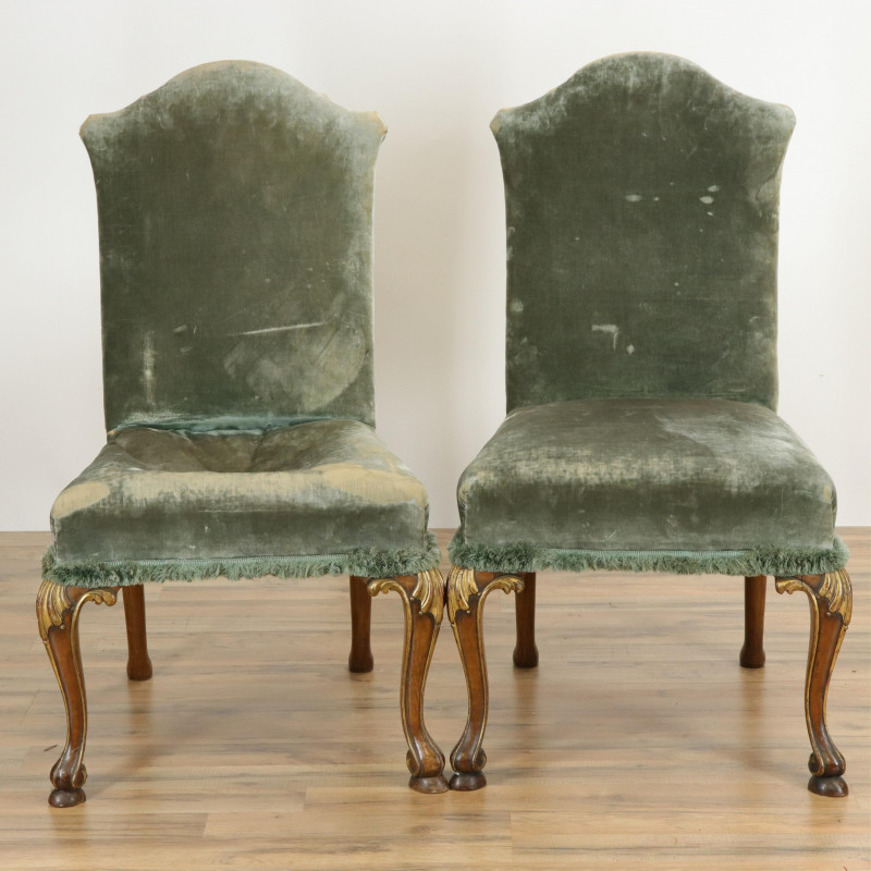 Pair English Rococo Style Side Chairs