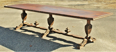 Image for Lot Renaissance Style Large Refractory Table L 19th C