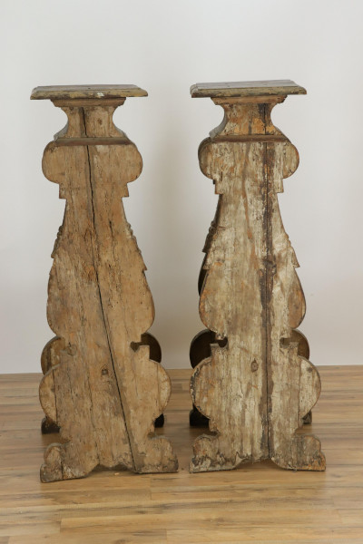 Pair North Italian Late Baroque Urn Stands 17th C