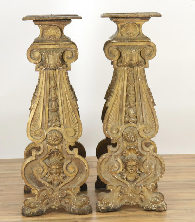 Image for Lot Pair North Italian Late Baroque Urn Stands 17th C