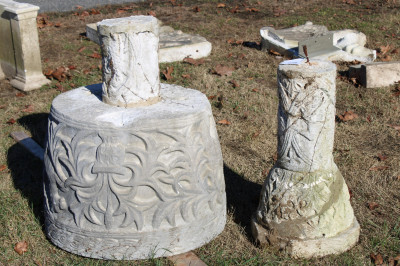 Medieval Carved Limestone Font on Pedestal