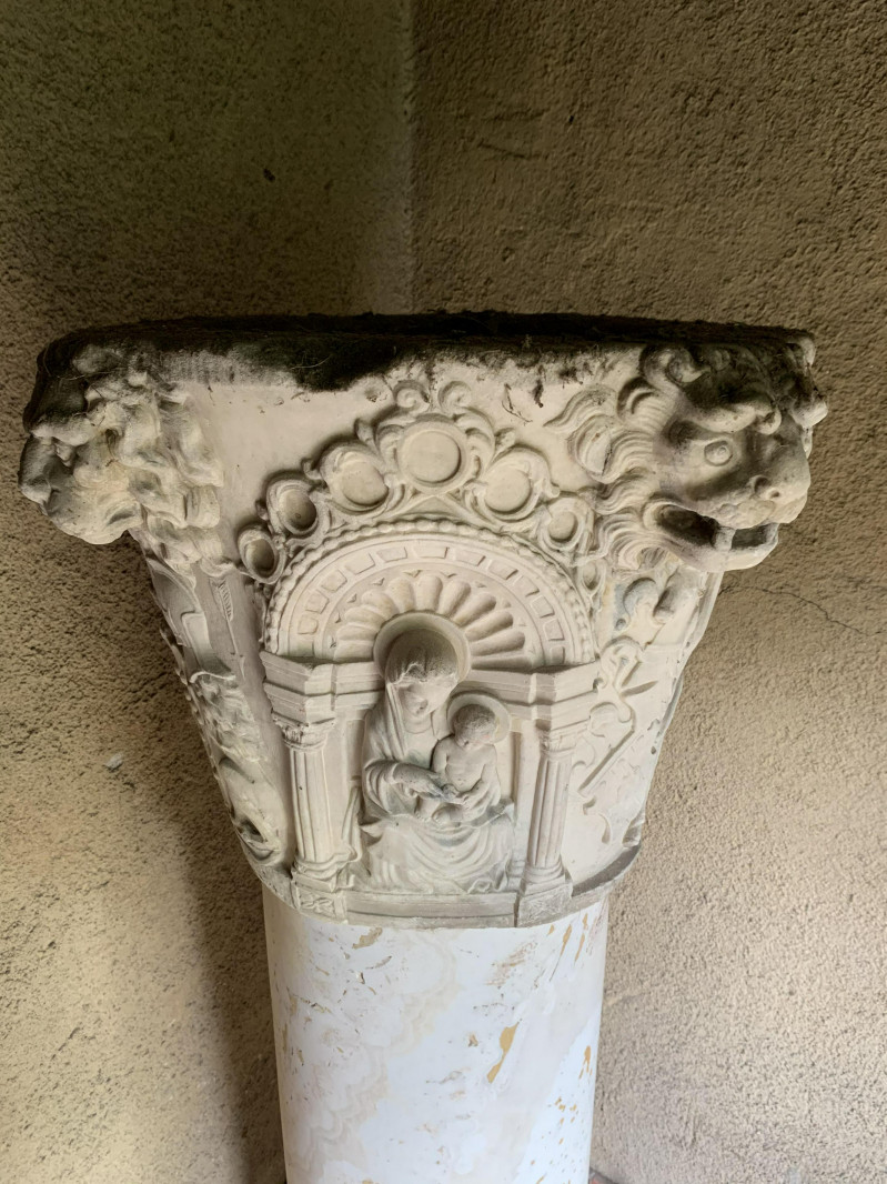 Medieval Style Marble Font on Pedestal