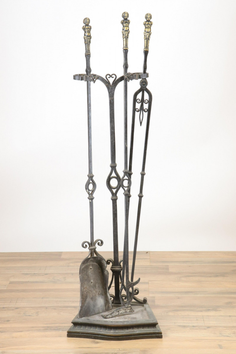3 Renaissance Revival Wrought Iron Tools Stand