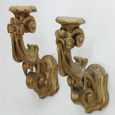 Image for Lot Pair Italian Baroque Pricket Sconces