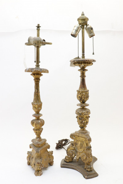 Image for Lot 2 Continental Baroque Gilt Candlesticks 18th C