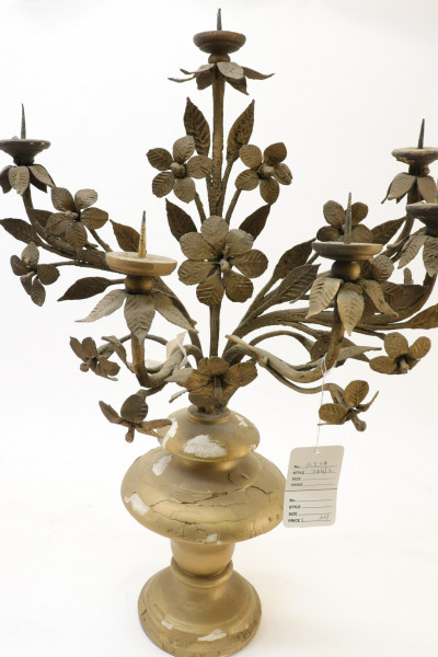Pair Baroque Style Gold/ Wrought Iron Candelabra