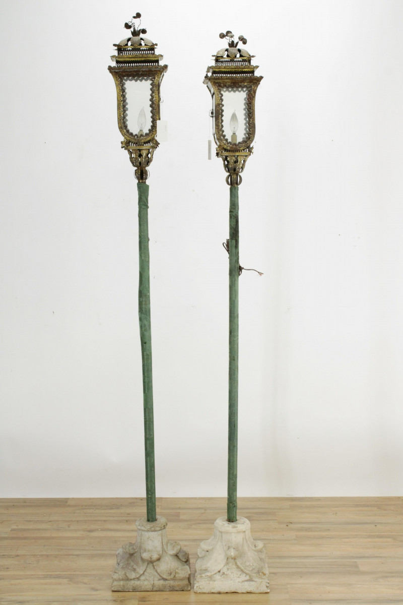Pair of Venetian Gilt Metal Lanterns