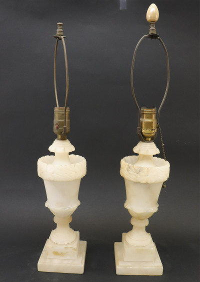 Image for Lot Pair Alabaster Urn Form Table Lamps