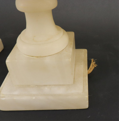 Pair Alabaster Urn Form Table Lamps