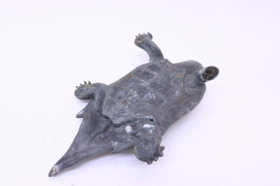 Two Chinese Patinated Metal Clad Garden Animals