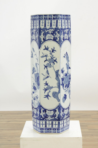 Image for Lot Chinese Blue White Porcelain Umbrella Holder