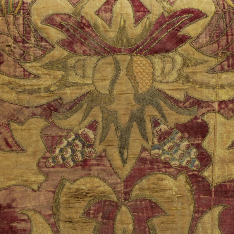 Baroque Embroidered Silk/Velvet Panel 18th C