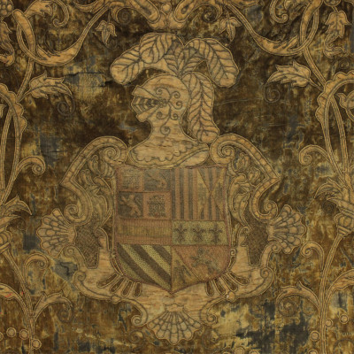 Rococo Embroidered Velvet Armorial Panel 18th C
