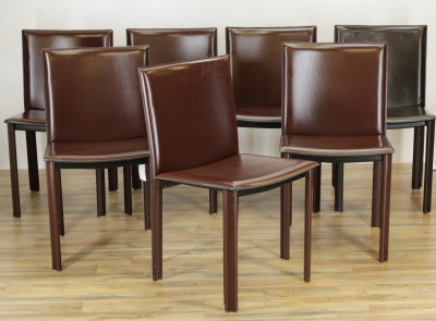 Image for Lot 6 Filippo Sibau Burgundy Leather Dining Chairs