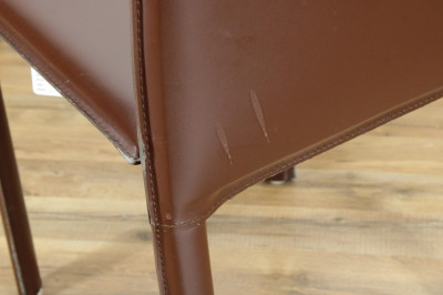 6 Filippo Sibau Burgundy Leather Dining Chairs