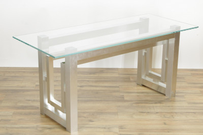Image for Lot Paul Evans Style Aluminum Plow Parsons Table