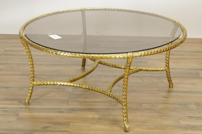 Image for Lot Bagues Style Gilt Metal Circular Coffee Table