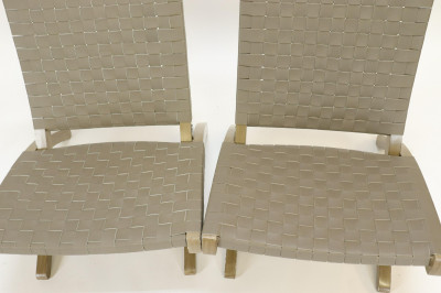 Pr Contemporary Green/Leather Folding Chairs
