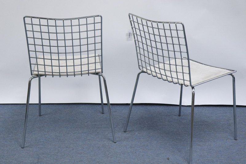 Eight Chromed Bertoia Style Side Chairs