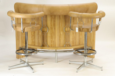 Image for Lot Daystrom Chrome Leatherette Bar Stools 1975
