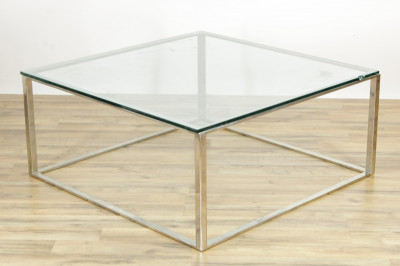 Image for Lot 1970's Chrome Square Coffee Table