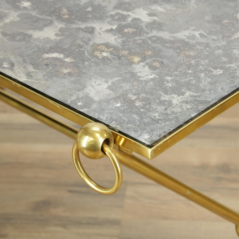 Maison Jansen Style Brass Mirrored Coffee Table