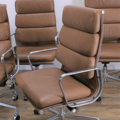 Set of 6 Eames Leather Executive Chairs