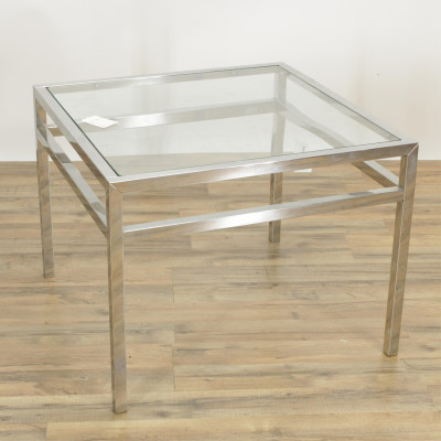 Image for Lot 1970's Chrome Glass Side Table