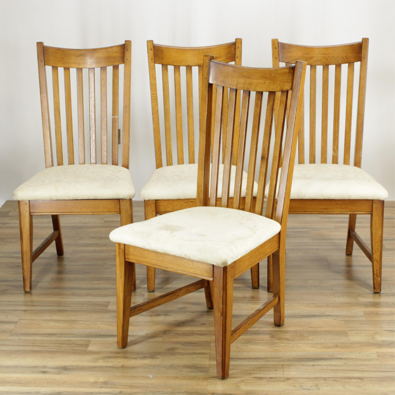 Set of 4 Arts Crafts Style Oak Side Chairs