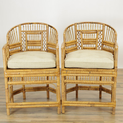 Image for Lot Pr Brighton Pavilion Style Bamboo Armchairs
