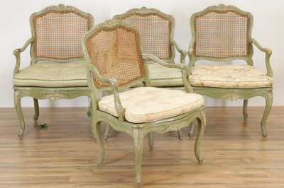 Image for Lot Four 18th C French Louis XV Fauteuil