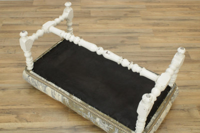 19th C Toile Upholstered Bench