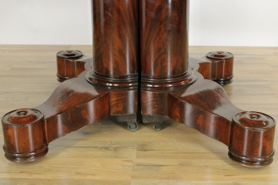 19th C Empire Mahogany Pedestal Dining Table