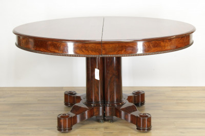 19th C Empire Mahogany Pedestal Dining Table