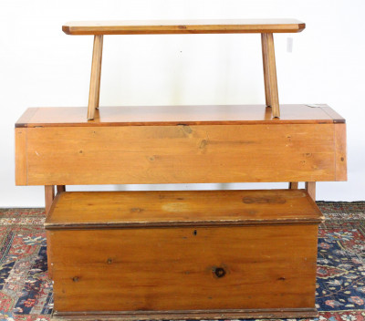 Image for Lot Pine Drop Leaf Table and 19th C Chest Maple Bench