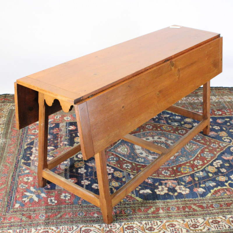 Pine Drop Leaf Table and 19th C Chest Maple Bench