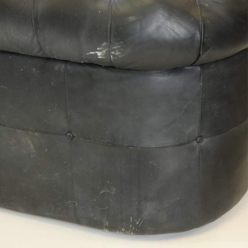 Black Leather Upholstered Chesterfield Sofa