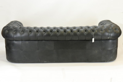 Black Leather Upholstered Chesterfield Sofa