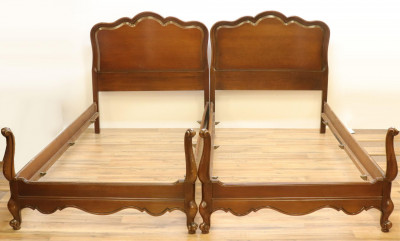 Image for Lot Pair of French Provincial Style Twin Beds