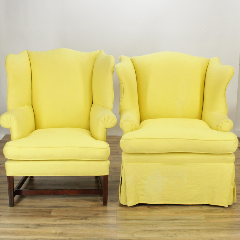 Georgian and Early 20th C Upholstered Wing Chairs