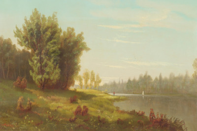Image for Lot Landscape with Lake Fisherman O/C