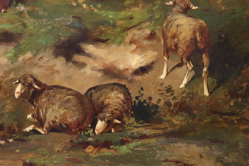 Charles E Jacques (French 18131894) Sheep O/C