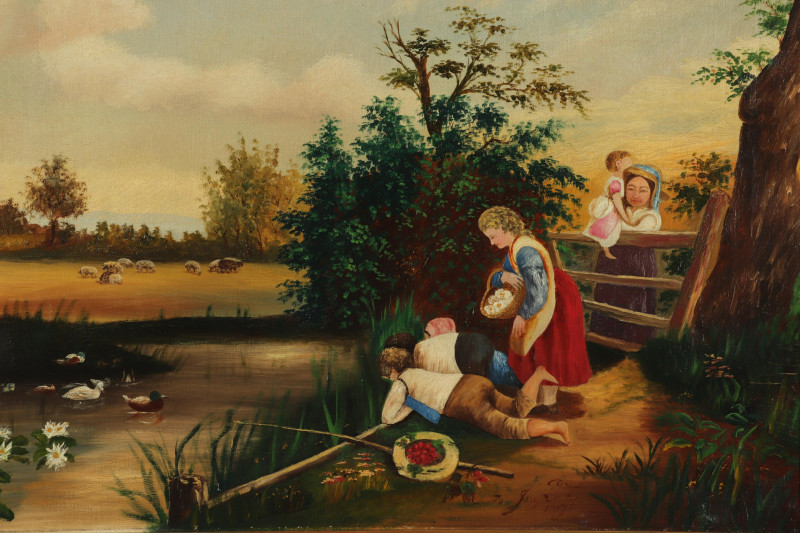 'Fishing at the Pond' c1875