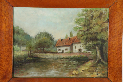 2 Landscape Paintings with Cottages