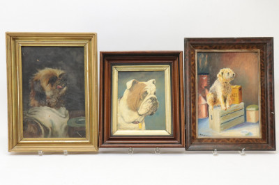 Image for Lot 3 Paintings of Dogs Terrier O/B