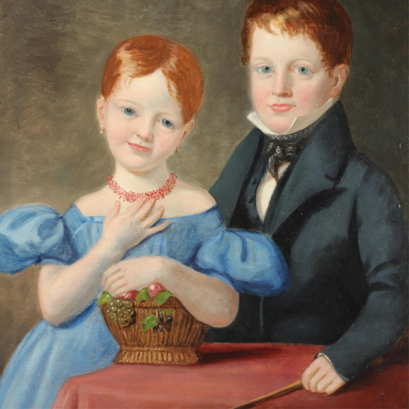 Portrait of Sister Brother Late 19th C O/C