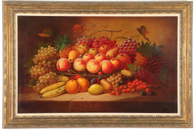 Still Life Basket of Fruit American 19th C